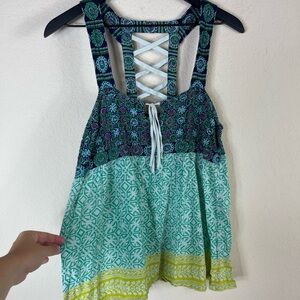 Free People Shibori Patchwork Tank Top Size Large